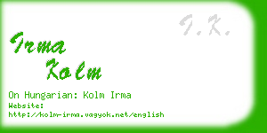 irma kolm business card